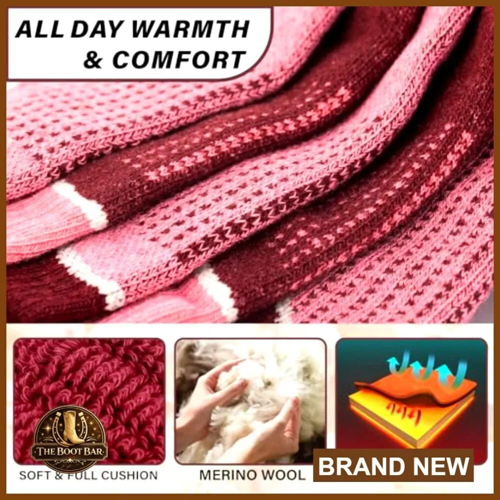 Merino Wool Thermal Knee High Ski Socks 2 Pairs for Snowboarding Hiking